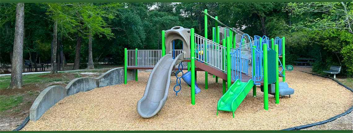 Green and blue playground at Falconwing Park