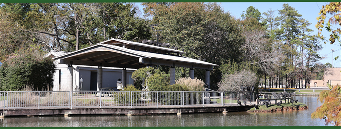 Photo of a pavilion and lake